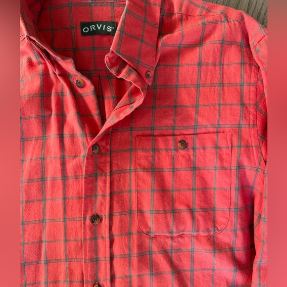 Orvis Men's Vibrant Red Checkered Shirt - Picture 3 of 4